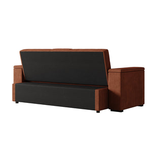 Divano letto 3 posti con tavolino centrale e braccioli removibili terracotta velluto a coste Noho vista posteriore