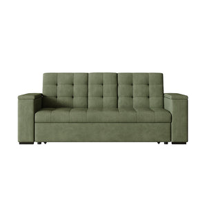 Divano letto 3 posti con tavolino centrale e braccioli removibili verde velluto a coste Noho packshot vista frontale