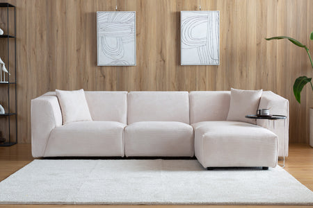 Divano modulare 4 posti in velluto a coste beige Monroe foto ambientata