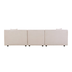Divano modulare 4 posti in velluto a coste beige Monroe packshot vista posteriore