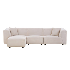 Divano modulare 4 posti in velluto a coste beige Monroe packshot vista frontale
