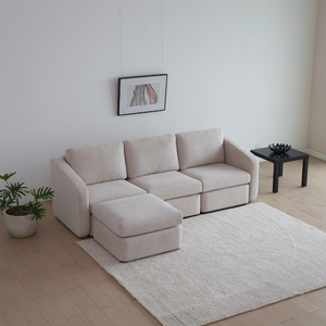 Divano modulare beige Konekt ambiente 4 posti tre quarti Concept Usine