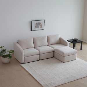 Divano modulare beige Konekt ambiente tre quarti 4 posti Concept Usine