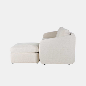 Divano modulare beige Konekt packshot vista laterale 3 posti pouf angolo destro Concept Usine