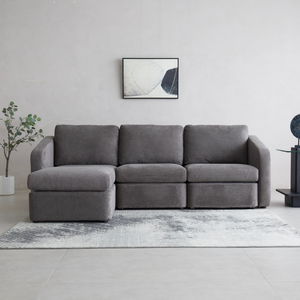 Divano modulare grigio scuro Konekt vista frontale 4 posti lato sinistro Concept Usine