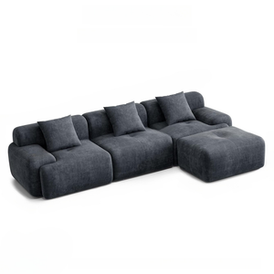 Divano da 5-6 posti con pouf in velluto a coste grigio antracite Sheffield packshot