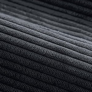 Divano da 5-6 posti con pouf in velluto a coste grigio antracite Sheffield dettaglio tessuto