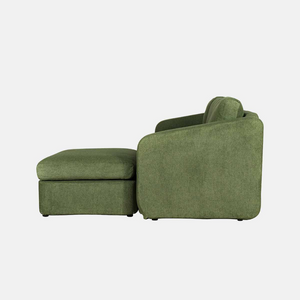 Divano modulare verde Konekt packshot vista laterale 3 posti pouf angolo destro Concept Usine