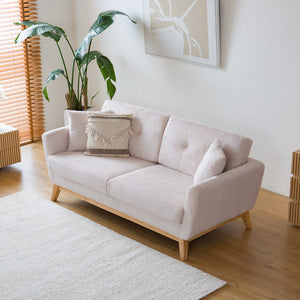 Divano scandinavo beige in velluto a coste Hoga 3 posti vista dall’alto