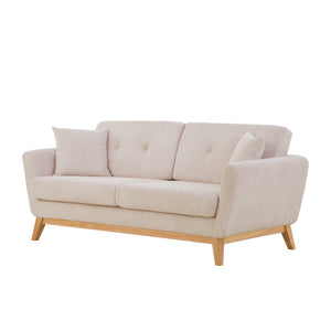 Divano scandinavo beige in velluto a coste Hoga 3 posti packshot vista 3/4