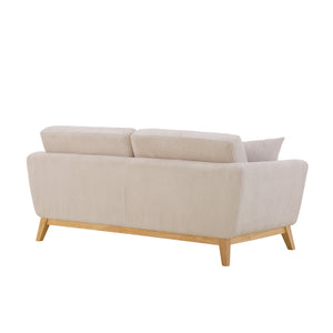 Divano scandinavo beige in velluto a coste Hoga 3 posti packshot vista posteriore 3/4