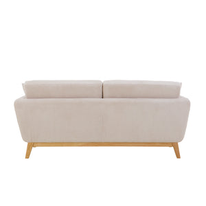 Divano scandinavo beige in velluto a coste Hoga 3 posti packshot vista posteriore