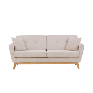 Divano scandinavo beige in velluto a coste Hoga 3 posti packshot vista frontale