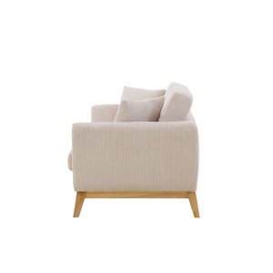 Divano scandinavo beige in velluto a coste Hoga 3 posti packshot di profilo