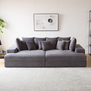 Divano 4 posti seduta profonda in velluto a coste grigio antracite Cardiff ultra comfort