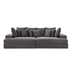Divano 4 posti seduta profonda in velluto a coste grigio antracite Cardiff packshot vista frontale