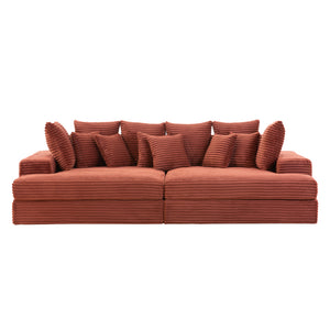Divano 4 posti seduta profonda in velluto a coste terracotta Cardiff packshot vista frontale