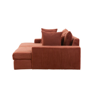 Divano 4 posti seduta profonda in velluto a coste terracotta Cardiff packshot vista profilo