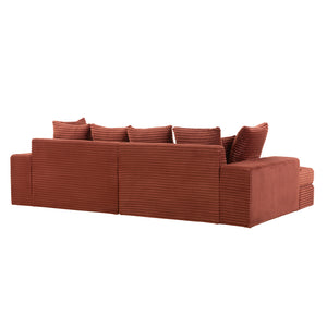 Divano 4 posti seduta profonda in velluto a coste terracotta Cardiff packshot vista retro 3/4