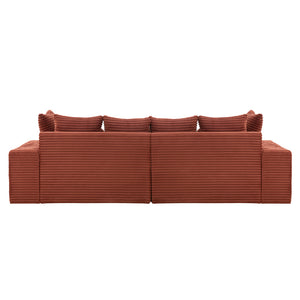 Divano 4 posti seduta profonda in velluto a coste terracotta Cardiff packshot vista retro