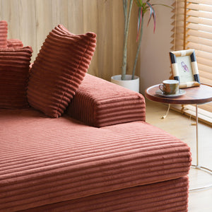 Divano 4 posti seduta profonda in velluto a coste terracotta Cardiff zoom tessuto ultra morbido