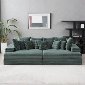 Divano 4 posti seduta profonda in velluto a coste verde Cardiff cocooning