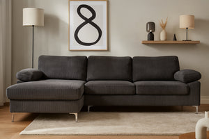 divano angolare a 4 posti velluto a velluto grigio antracite galway atmosfera concept u