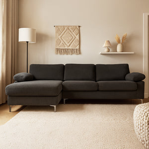 divano angolare a 4 posti velluto a velluto grigio antracite galway faccia 2 concept u