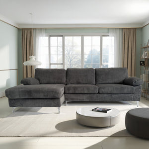 divano angolare a 4 posti velluto a velluto grigio antracite galway faccia 4 concept u