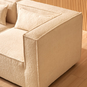 divano angolare modulare Zoom a 3 posti bouclette beige Tessuto bouclé - Beige concept u