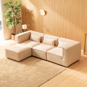 divano completo modulare 3 posti bouclette beige superiore modulare Tessuto bouclé - Beige concept u