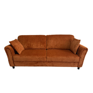 divano dritto a 4 posti in velluto a coste color terracotta e lucerna confezione concept u