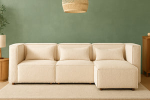 divano modular atmosfera modulare 3 posti bouclette beige Tessuto bouclé - Beige concept u