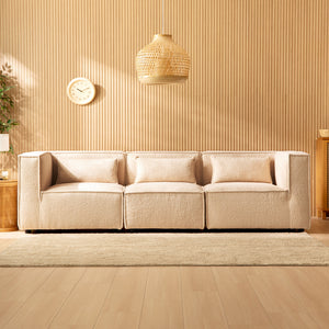divano modulare 3 posti bouclette beige faccia componibile Tessuto bouclé - Beige concept u