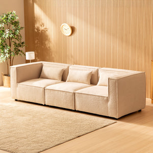 divano modulare 3 posti bouclette beige modulare 3 quarti Tessuto bouclé - Beige concept u