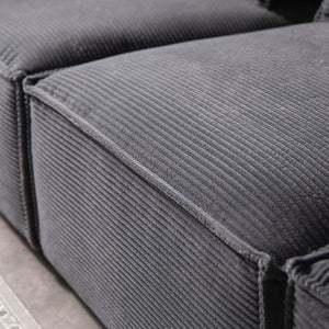 divano modulare Zoom Couture a 3 posti in velluto a coste grigio Velluto a coste - Grigio antracite concept u