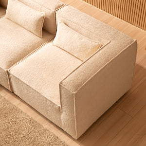 divano modulare a 3 posti con angolo zoom bouclette beige Tessuto bouclé - Beige concept u