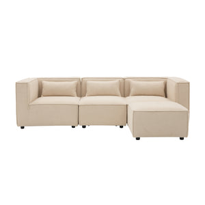 divano modulare a 3 posti con rivestimento in bouclette beige e rivestimento packshot Tessuto bouclé - Beige concept u