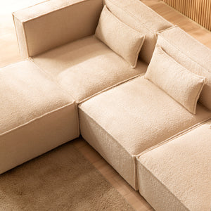 divano modulare a 3 posti in bouclette beige zoom sopra Tessuto bouclé - Beige concept u