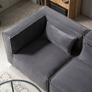 divano modulare a 3 posti in velluto a coste grigio con piano zoom modulare Velluto a coste - Grigio antracite concept u