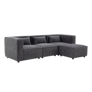 divano modulare a 3 posti in velluto a coste grigio confezione modulare 3 posti e 4 posti Velluto a coste - Grigio antracite concept u