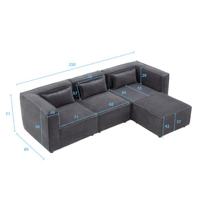 divano modulare a 3 posti in velluto a coste grigio dimensioni modulari Velluto a coste - Grigio antracite concept u