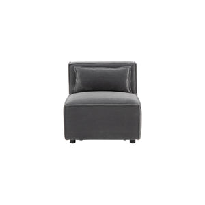 divano modulare a 3 posti in velluto a coste grigio modulo packshot rivolto a destra Velluto a coste - Grigio antracite concept u