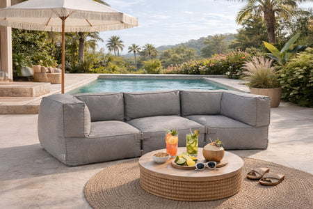 Salotto da giardino modulare 3 posti grigio in tessuto idrorepellente Praiano