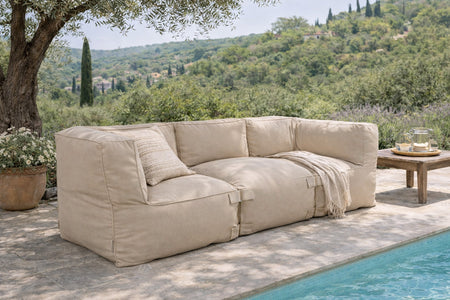 Salotto da giardino modulare 3 posti beige in tessuto idrorepellente Praiano