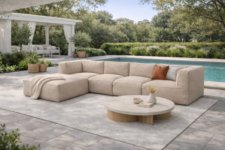 Salotto da giardino modulare 5 posti beige in tessuto idrorepellente Praiano