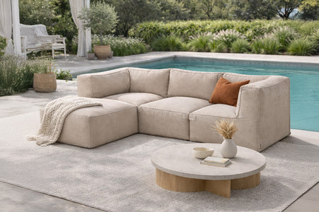 Salotto da giardino modulare 4 posti beige in tessuto idrorepellente Praiano