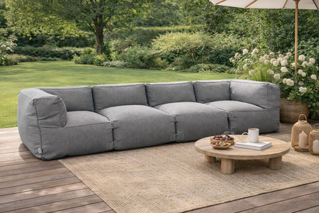 Salotto da giardino modulare 4 posti grigio in tessuto idrorepellente Praiano