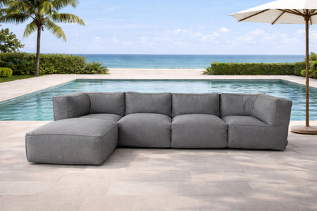 Salotto da giardino modulare 5 posti grigio in tessuto idrorepellente Praiano