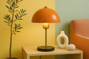lampada da tavolo a forma di fungo arancione armance atmosfera concept u